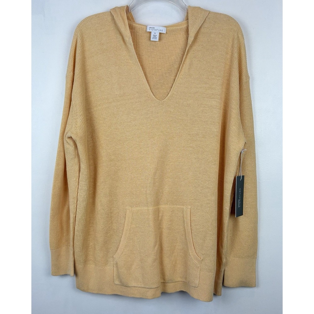 Nordstrom Signature Sweater Womens XL Hodded Ribbed Knit Quiet Luxury Old Money